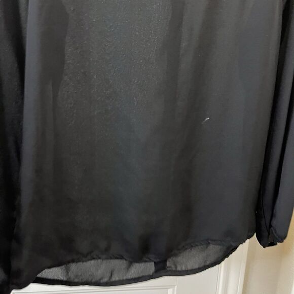 Tea N Rose Black Sheer Faux Back Button Long Sleeve Top Boho Womens Size M - Picture 2 of 8